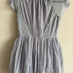 ASOS Gray Babydoll Dress with Flutter Cap Sleeves Size 6
